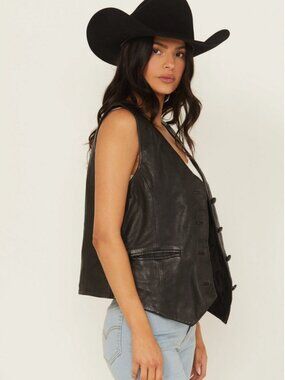 COPY - Black Leather Riding Vest